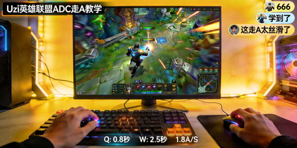 Uzi英雄联盟ADC位置走A操作教学直播画面